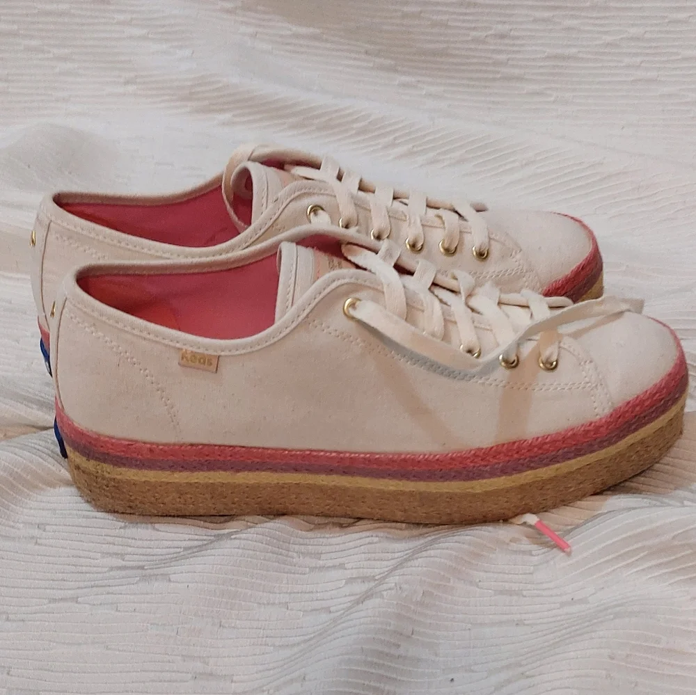 Keds × Kate Spade Cream and Pink  Espadrille Sneakers Size 10